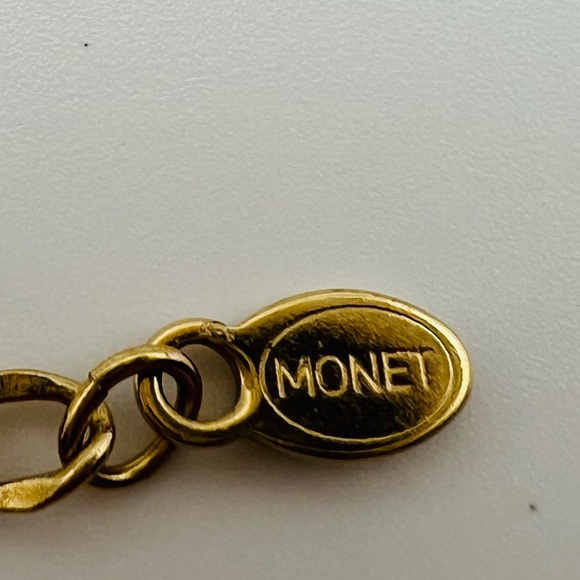 Monet Gold Tone Necklace w/ Mixed Gemstone Beads 17” Vintage - Picture 3 of 4